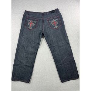 Sacred Crown Jeans Mens 50 Black Denim Baggy Losse Fit Y2K Wide Leg Skater